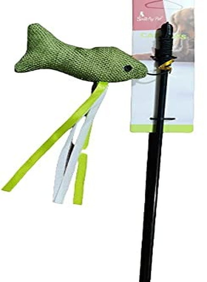 Pet Believe Pet Cat Feather Spring Stick Teaser Kitten Interactive Bell Rod Wand Playing Toy -1 Piece (Color May Vary) - Image 2